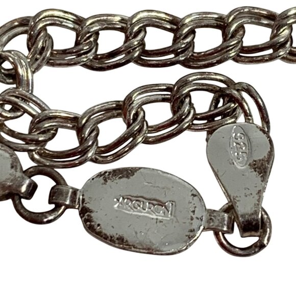 925 S/S Italy Double Chain Link Bracelet Masonic Charm Order of Eastern Star VTG - Picture 4 of 8